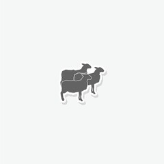 Sheep icon sticker isolated on gray background