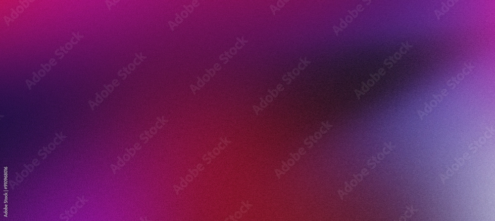 Poster abstract blurred gradient mesh background blending purple, red and blue colors with added noise text