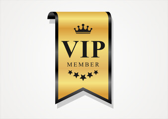 VIP member emblem black and gold isolated on gray background 