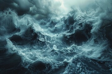 Turbulent Sea Under a Stormy Sky