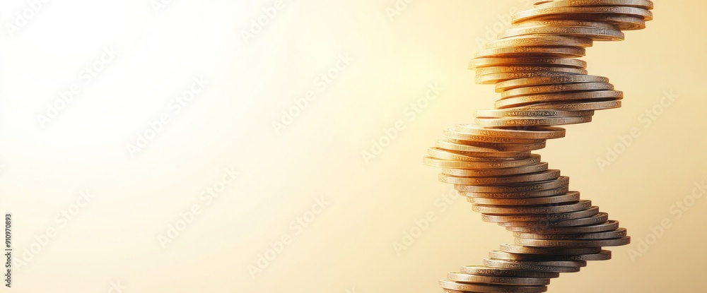 Poster business performance abstract background with currency shadows, generous copy space, natural illumin