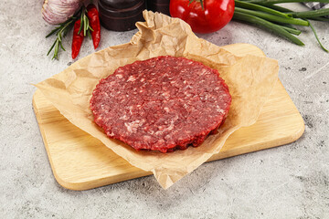 Raw beef burger cutlet minced meat