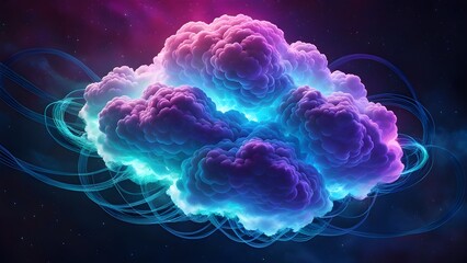 Fototapeta premium A colorful cloud in the sky with a blue and purple hue