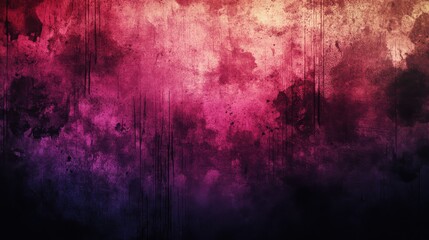 Grunge horror background featuring a sinister mix of trash black, faded tan, vibrant pink, and haunting purple, layered for dramatic effect