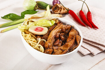 Japanese ramen soup with chicken