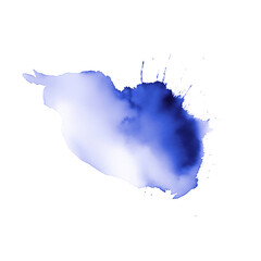 Indigo watercolor splash on transparent background