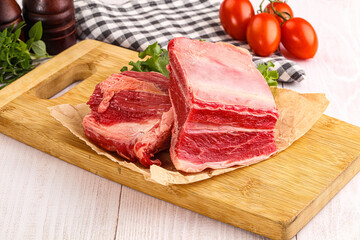 Raw beef rib for cooking