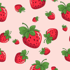 Strawberry pattern. Seamless pattern with strawberries. Endless pattern with berries