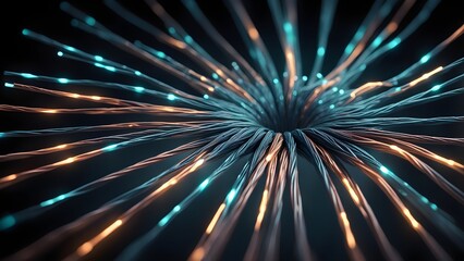 A spiral of light with orange and blue colors