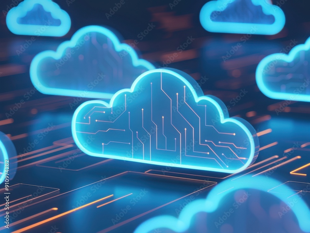 Aufkleber futuristic digital cloud with circuit pattern, representing cloud computing and technology innovatio