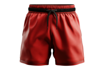 Vibrant red athletic shorts featuring a comfortable elastic waistband and stylish design, perfect for workouts or casual wear.