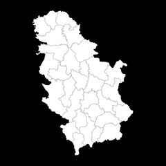 Serbia map with administrative districts. Vector illustration.