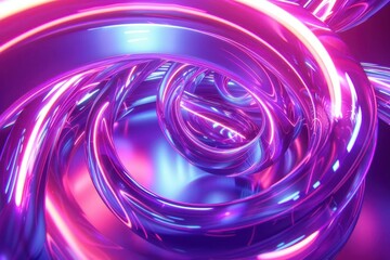 Fototapeta premium abstract 3d render of swirling neon shapes in vibrant ultraviolet hues creating a mesmerizing and futuristic wallpaper design