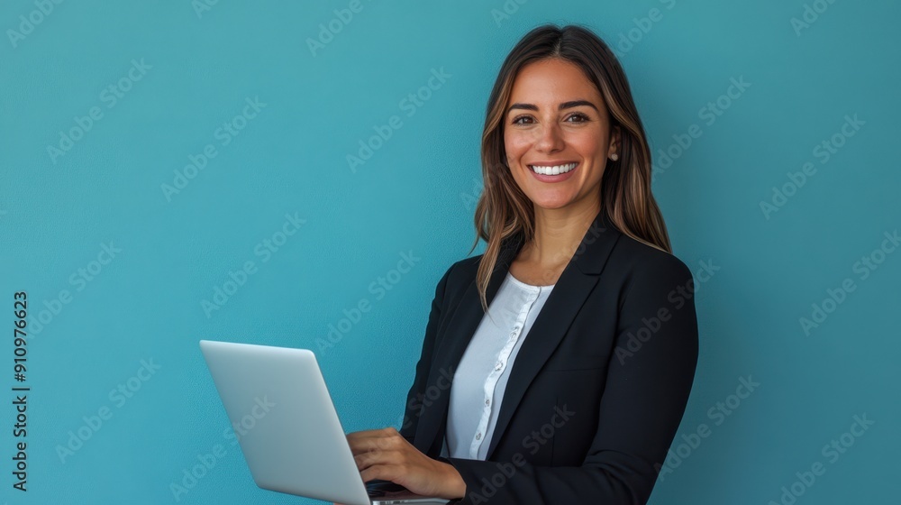 Poster The business woman with laptop