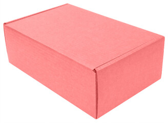 A mock-up of a pink cardboard box, on a white background