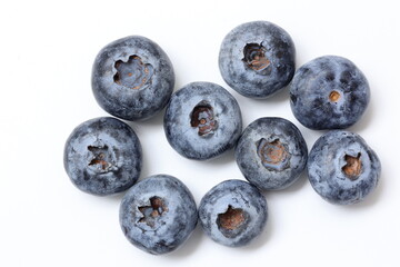 blueberries on white background