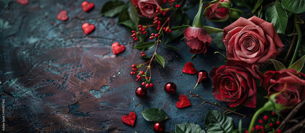 Aufkleber valentine s day mock up featuring a floral arrangement with roses hearts and room for text designed 