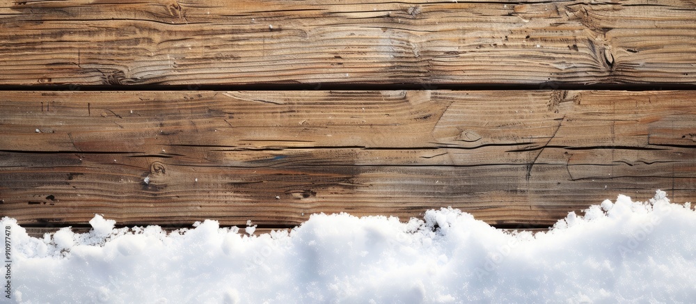 Poster copy space image of a snow drift on wooden boards with room for your text