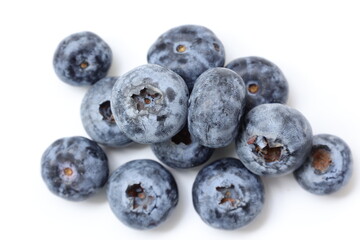 blueberries on white background
