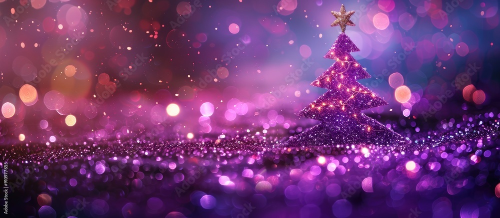 Poster abstract christmas background with purple glitter texture and copy space image