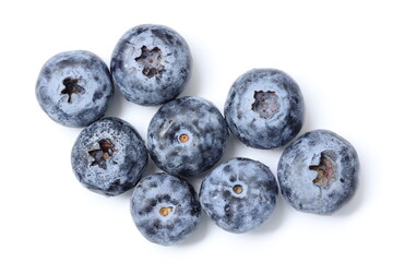 blueberries on white background