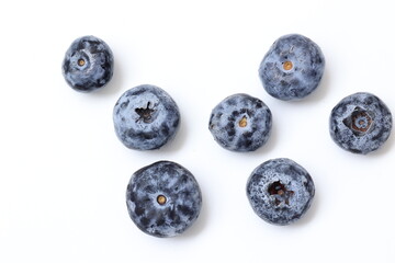 blueberries on a white background
