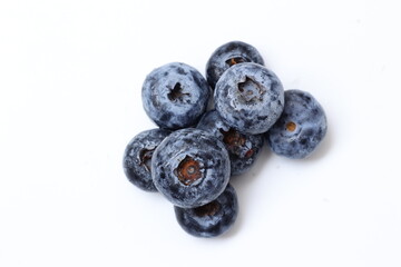 blueberries on white
