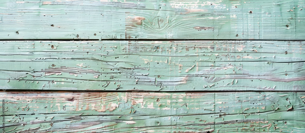Aufkleber Detail of weathered light green wooden texture ideal for a copy space image