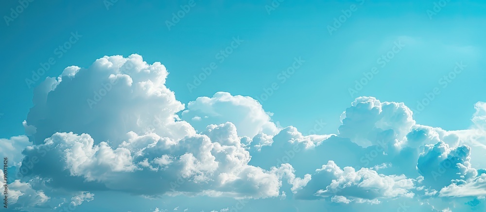 Aufkleber Scenic view of a blue sky with fluffy white clouds ideal for adding text or graphics with copy space image