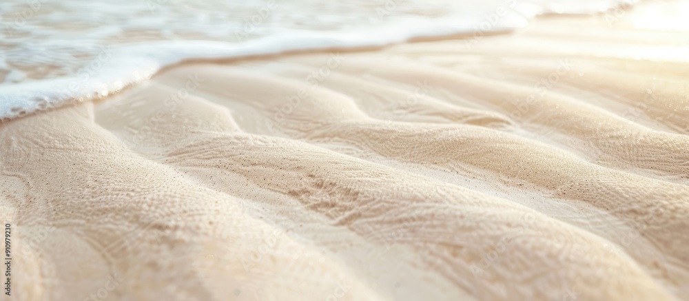 Aufkleber close up of a textured white sandy beach with a wavy pattern natural grains clean rippled surface li