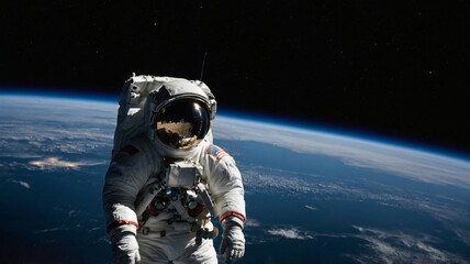 Free photo astronaut explores outer dark space