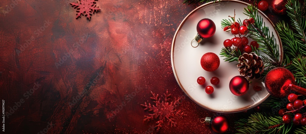 Poster christmas background with plate accent and copy space image