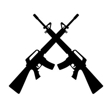 recommend clip art: Crossed Rifles Silhouette Vector Art Illustration