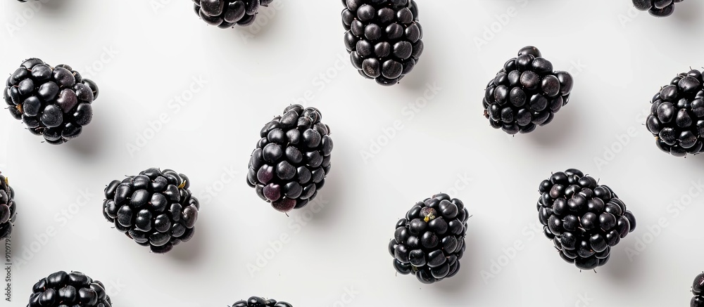 Aufkleber Top view of a fresh blackberry on a white background ideal for adding text in the available copy space image