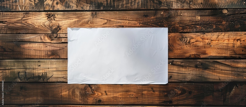 Aufkleber wooden table with a white paper for a copy space image