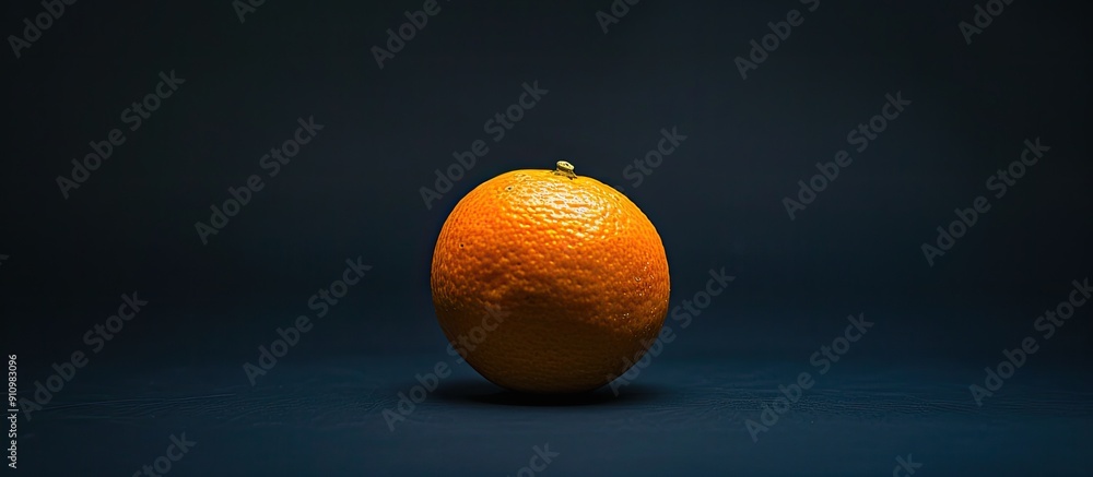 Poster an orange fruit displayed alone against a dark backdrop perfect for a wallpaper with copy space imag