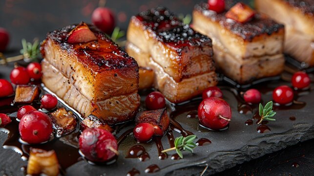 Crispy Pork Belly with Cranberry Sauce - Powered by Adobe