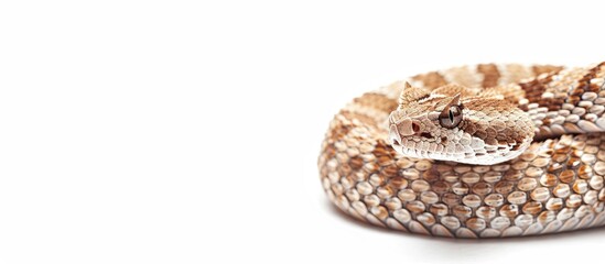 Obraz premium Isolated against a blank background a Sidewinder Crotalus cerastes is prominently displayed in the copy space image