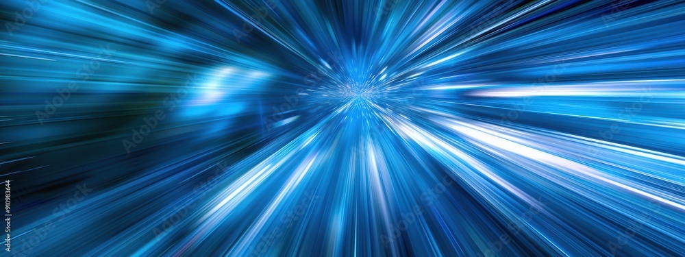 Poster blue light effect to simulate high speed when zooming in to the center.