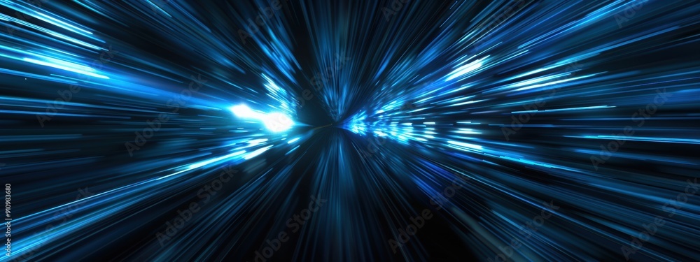 Poster blue light effect to simulate high speed when zooming in to the center.