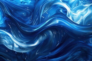 abstract digital painting created by ai featuring swirling brushstrokes of vibrant blue hues that morph and animate in realtime