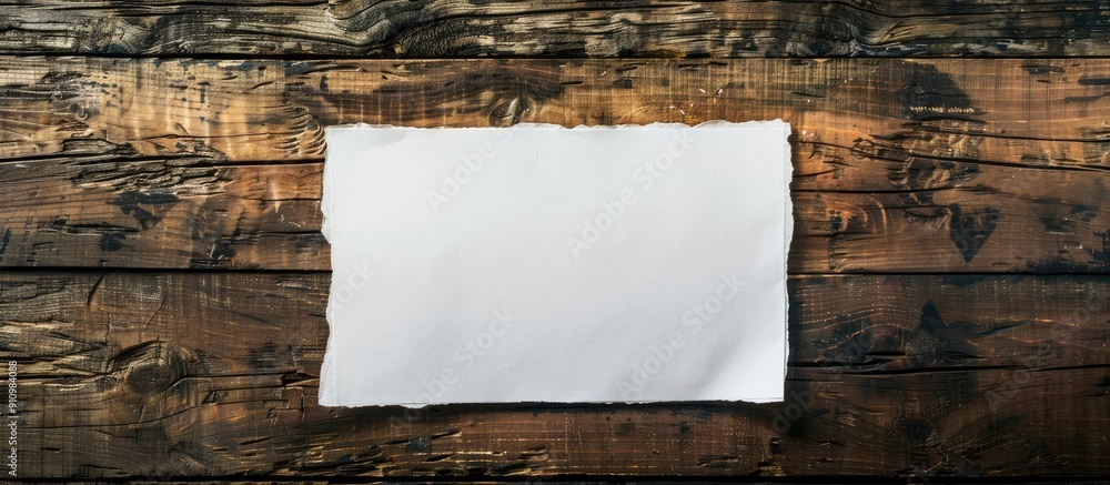 Aufkleber wooden table with a white paper for a copy space image
