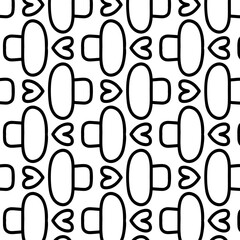 Seamless Black and White Mushroom and Heart Pattern for Wallpapers and Textiles