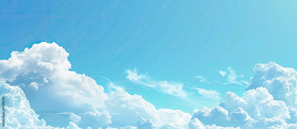 Aufkleber background of a clear blue sky with fluffy white clouds perfect for copy space image
