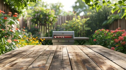 The outdoor wooden table