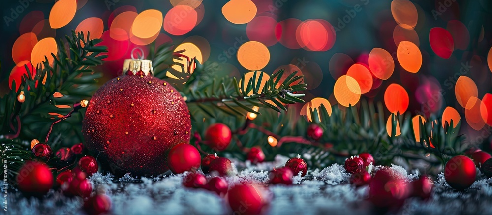 Poster festive christmas ornament with room for text in a picture copy space image