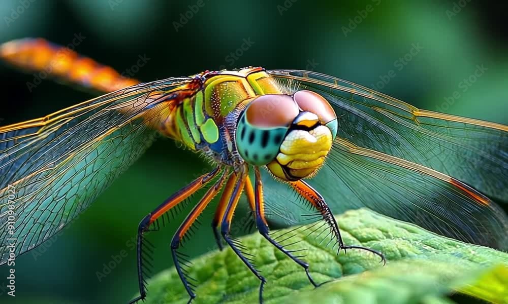 Canvas Prints Dragonfly Macro Closeup on a Leaf