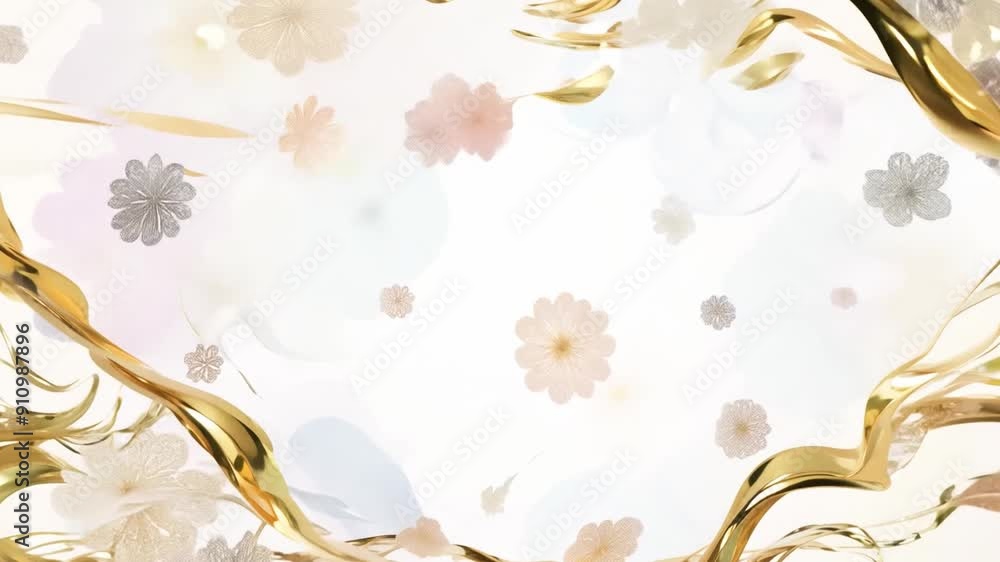Poster this gold swirls and floral elements create a decorative, elegant backdrop.