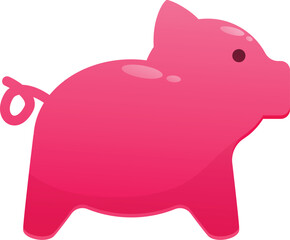 Pink piggy bank standing on a white background, representing saving money