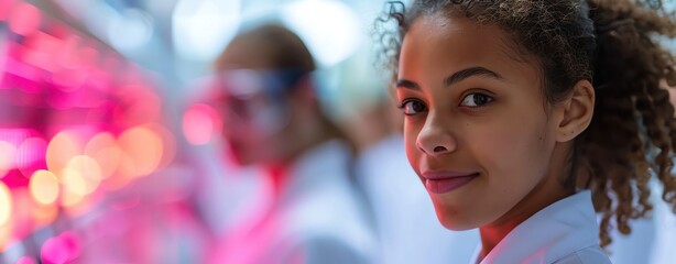 International Day of Women and Girls in Science, celebrating female scientists, ample copy space
